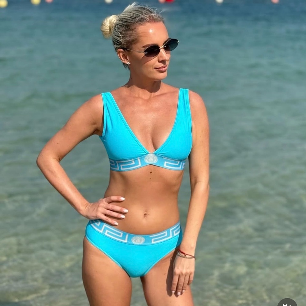 Versace Blue Women's Swimwear Set Sz S